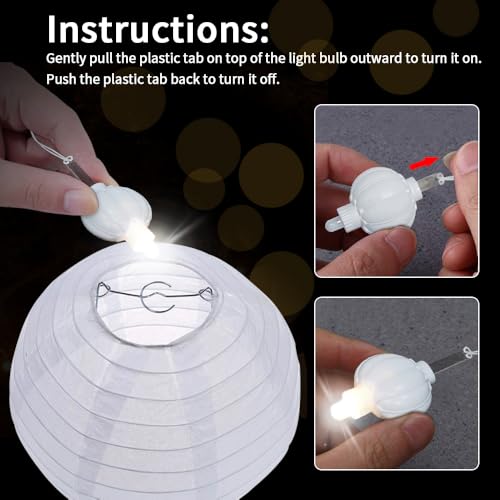 Image of 24 Pack Paper Lantern Lights, Mini LED Battery Operated Lights, Waterproof, Hanging Decorative Lights for Wedding Camping Party Balloon Lanterns Christmas, Last 36 Hours- White