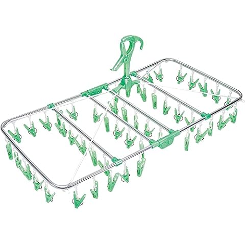 OHE Armoire Super Jumbo Square Hanger with 50 Pinches, Green Cover