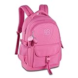 Mochila Rebecca Bonbon de Costas Escolar Feminina 17,5' RB24582 Soft com Matelassê e Bolso Antifurto (Rosa)