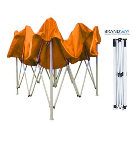 Image of Gazebo Tent Portable Popup Foldable Canopy 6.5x6.5 Ft Shelter for Event, Advertisement, Promotion, Exhibition Stall, Waterproof Outdoor Gazebo Tent, Heavy Duty Frame (Orange, 2x2 Meter)