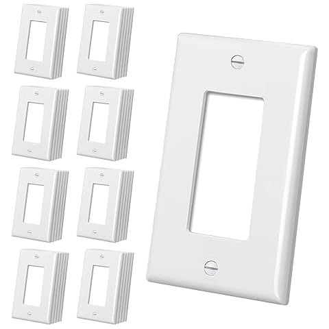 CML Mid-Size Decorator Wall Plates, 40 Pack Electrical Outlet Receptacle Covers, 1-Gang Switch Plates, Midway Size 3.18” x 5”, Impact Resistant, Gloss Finish, White Cover