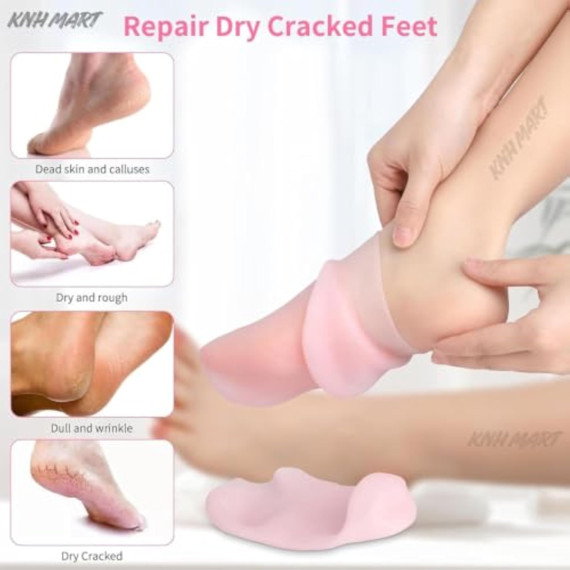 Silicone Heel Socks Moisturizer Gel Socks for Dry Cracked Feet
