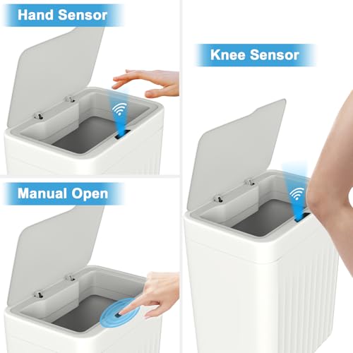 Lote de 2 Canecas de Basura Automáticas de 4 Galones Blanco miniatura 6