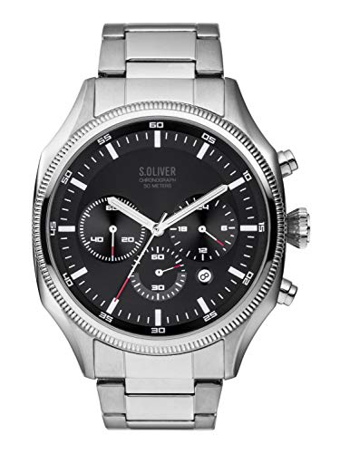 s.Oliver Reloj Cronógrafo para Hombre de Cuarzo con Correa en Acero Inoxidable SO-3861-MC