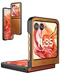 Foluu Hülle für Motorola Razr 50 2024 [not for 50 Ultra], für Moto Razr 50 Lederhülle, PU Leder + Harte PC Schale Ultra Dünn Slim Durable Schutzhülle Handyhülle für Motorola Razr 50 2024 (Gelb)