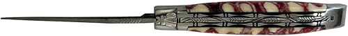 Miniatura 4 de Laguiole en Aubrac - Cuchillo de bolsillo plegable de lujo hecho a mano hoja forjada áspera mango molar rojo claro pulido mango molar de abeja