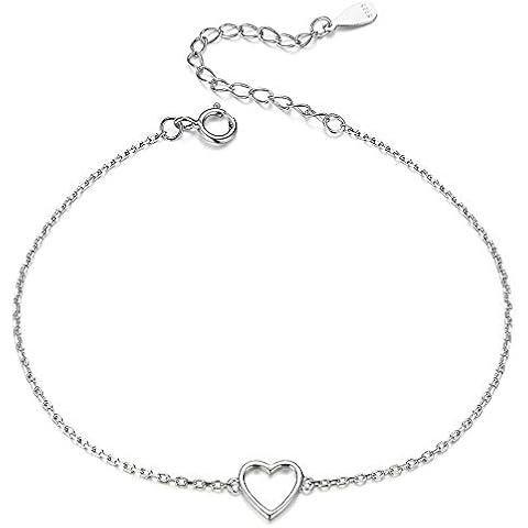 Love Heart Bracelet 925 Sterling Silver Hollow Heart Shape Charm Valentine's Day for Women Cover