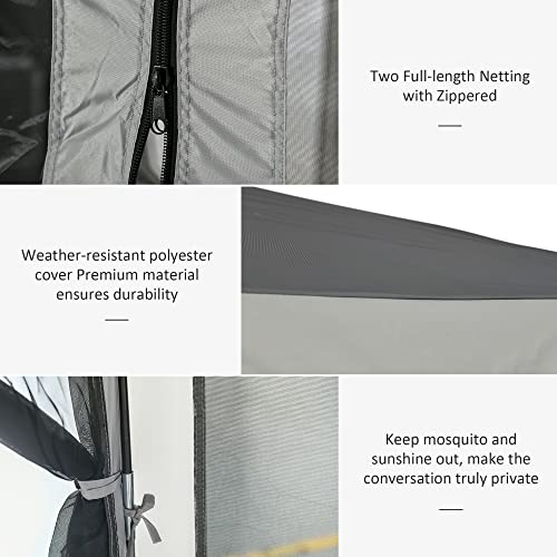 Outsunny 12' x 12' Hexagon Automatic Pop Up Screen Tents Camping Shelter Picnic Canopy Outdoor Sun Shade w/Mesh Sidewalls and Carry Bag Grey image 3
