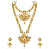 Aheli Traditional Ethnic Wedding Wear Bridal Choker Long Necklace With Jhumka Earrings Jewelry Set Gift for Women