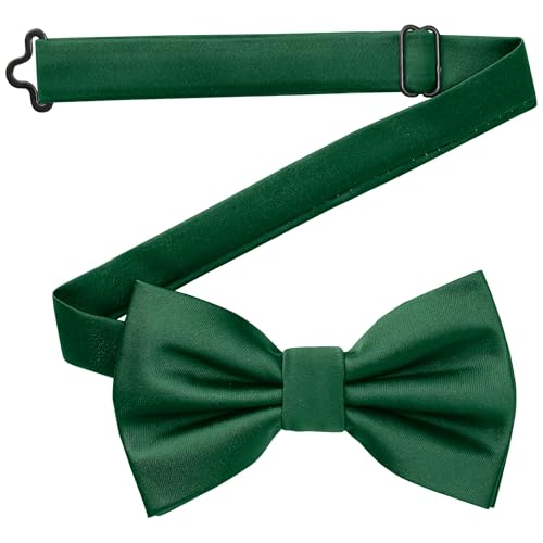 DonDon Fliege Herren handgefertigt Seiden-Look 12 x 6 cm Fliege Dunkelgrün