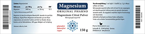 Magnesiumcitrat Pulver von Pharno – 100% reines Nahrungsergänzungsmittel