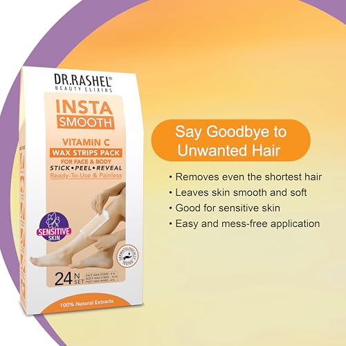 Image of DR.Rashel Insta Smooth Vitamin C Wax Strips Pack For Face & Body(24 Wax Strips)