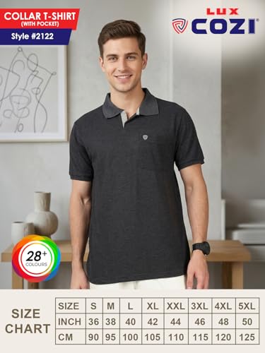 Image of Lux Cozi Men's Half Sleeve Soild Casual Regular Fit T-Shirt with Chest Pocket | Polo Tshirt for Men