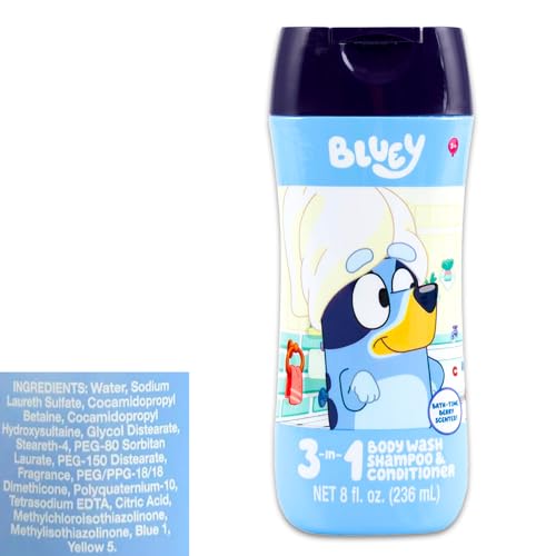 image for Bluey Kids Shampoo, Conditioner, Body Wash 8 Oz Bottle - Bundle with 3