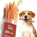 TailParty Turkey Tendons for Dogs with Fish Oil & Taurine: All Natural Dental Chew Stick & Puppy Training Treats Long Lasting Snack for Health-Conscious Pet Owners(Strip)