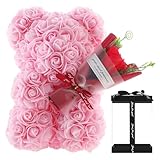 Generico Oso Rosa para Mujer - Colgante Hecho a Mano, Rosa con Flores con Transparente | Flores para Esposa mamá e Hija, San Valentín, Regalos de cumpleaños