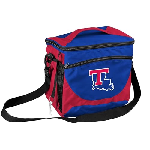 Logo Brands NCAA Louisiana Tech Bulldogs 24-Can Cooler with Bottle Opener and Front Dry Storage Pocket