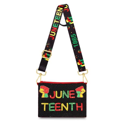 Juneteenth Purse for Women Beaded Afro Freedom Crossbody Purse Shoulder Bag Black History Month African Outfit Gift