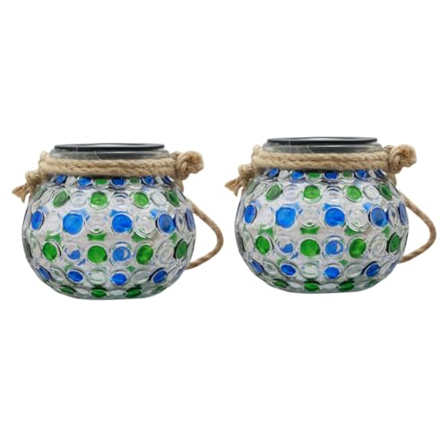 YARNOW 2 Lámparas Colgantes Solares de Vidrio Transparente para Exterior Luz Decorativa de Bola para Balcón Resistente al Agua Iluminación Ecológica para Jardín Set de 2 Unidades