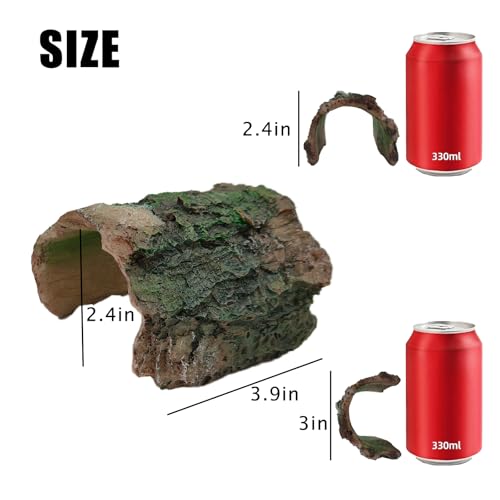 Image of Tfwadmx Betta Log 2 Pack Resin Hollow Tree Trunk Ornament Reptile Hideout Aquarium Cave Ornament Terrarium Tank Decoration for Fish Shrimp or Small Reptile Turtle Tarantula Spider Hermit Crab