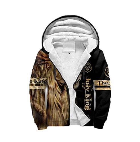Sweat à capuche polaire lion 3D avec zip pour hommes et femmes en taille XL