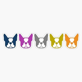 Boston Terrier Line Up - Multi Colored Bostons: Color Series 1 - Fun Boston Terrier Pattern Vinyl Sticker Laptop Decal Waterproof 5"