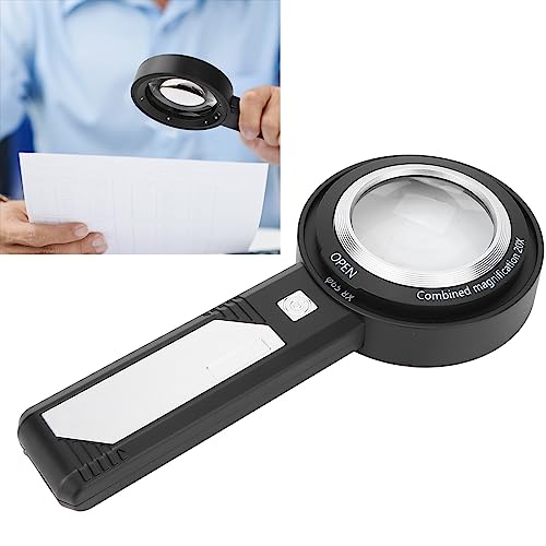 Lupa iluminada iluminada, lupa acrílica 8X/20X para reparos manuais para leitura de livros