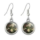 Green Camouflage Novelty Dangling Drop Charm Earrings