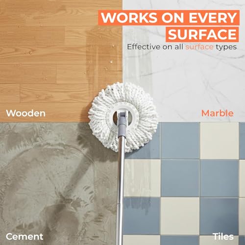Image of Rushilwere Microfiber Spin Mop Refill for 360 Rotation Mop | Replacement Head Compatible with Most Spin Mop Sticks & Buckets | Pack of 3