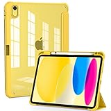 OKP Case for iPad 11-inch (A16) 2025, for 10.9'' iPad 10th Generation 2022, Slime Lightweight i Pad 11th/ 10 th Gen Protective Cover with Trifold Stand, Auto Wake/Sleep, Clear PC Back Shell, Yellow