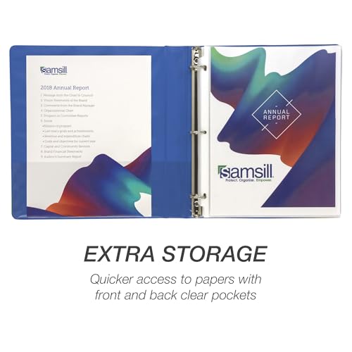 Samsill 1 Inch 3 Ring Binders, Economy Round Ring, Clear View Cover, 200 Sheet Capacity - for School, Home, Office - Blue, 12 Pack by Samsill - Image 4