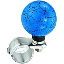 Lunsom Ball Steering Wheel Knob Marbling Round Suicide Spinner Turning Grip Helper Driving Power Aid Handle Control Booster Fit Tractors, Forklifts, Lawn Mowers Blue