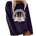 Yowablo - Sudadera con capucha de manga larga y cuello redondo para mujer, diseño personalizado, estampado de Navidad, abrigos para mujer, talla grande en liquidación, morado, XXXL