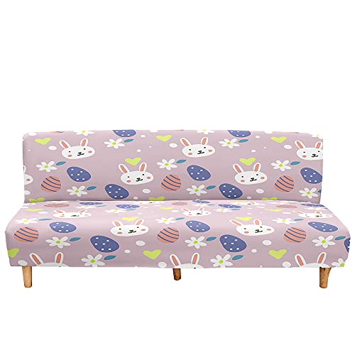 Surwin Elástica Fundas de Sofá Sin Brazos Clic Clac de 2/3 Plazas, Huevo de Pascua 3D Antideslizante Funda Protectora para Sofá Cama Sofá Plegable sin Reposabrazos (Patrón 2,S:120-150cm)