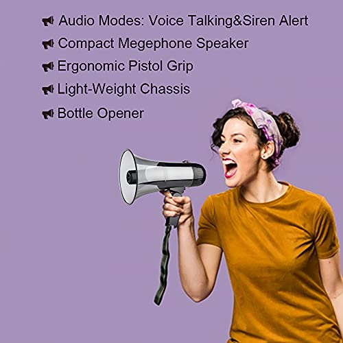 Mymealivos Portable Megaphone Speaker Siren Record Bullhorn - Compact And Battery Operated With 20 Watt Power, Microphone, 3 Modes, Pa Sound And Foldable Handle (Black) #TOP1