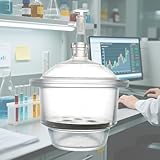 CAOJS Glass Vacuum Desiccator, Glass Vacuum Dryer with Porcelain Plate, Thickened Wall/High Transparency, for Laboratory Research, Suitable for Pharmaceutical, Chemical and Food Industries
