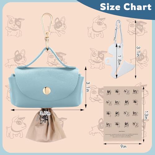 Image of Affrolling 5 Pcs Leather Dog Poop Bag Holder Christmas Include 45 Scented Poop Bags Dispenser Cute for Travel Walking Dog Park and Outdoor Use(Sky Blue)