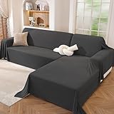 CYCMACO Sectional Couch Covers for Dogs 2 Pieces, Pet Couch Covers for Sectional Sofa, Washable L Shaped Couch Cover, Couch Blanket Furniture Protector (X-Large: 78" x 110" + 78" x 118", Dark Grey)