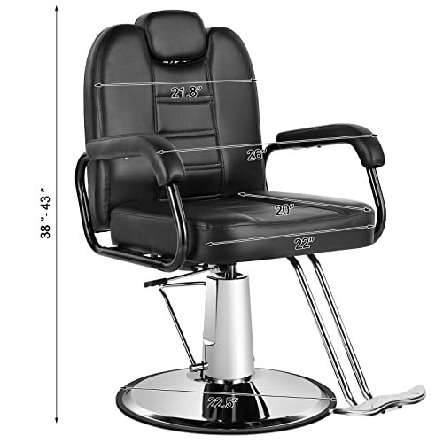Artist Hand Barbers Chairs, Heavy Duty Hydraulic Reclining Salon Chair Spa Furniture Shampoo Reclining Extra Wider Seat Beauty Hair Salon Equipment(Black) #TOP6