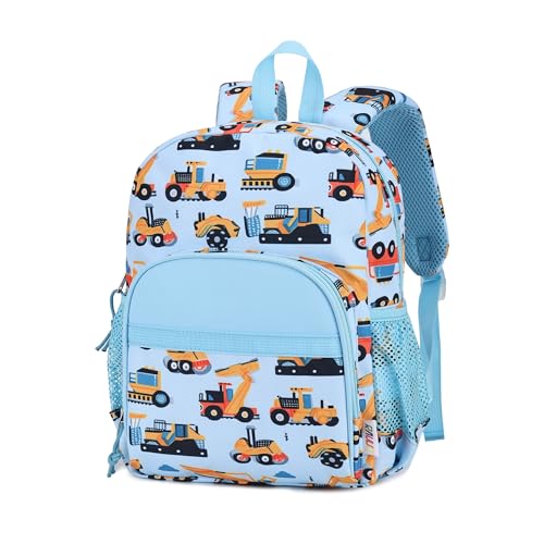 RAVUO Toddler Backpack for Boys 12-Inch Bookbag for Kids Ages 2-4 Lightweight Water Resistant Machine Washable Mini School Bag for Daycare Preschool Pre-K Excavator