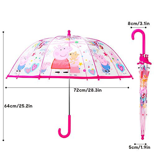 Quickdraw-Peppa-Umbrella-Kids-Childrens-Brolly-POE-Dome-Transparent-Pig-Character-Folding-Stick-Umbrella