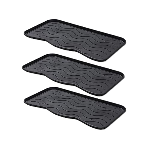 Égouttoir à Chaussures Lot de 3 rangements à Chaussures - Support de gamelle - Plateau à Chaussures - bac à Chaussures Égouttoir Noir 38x75 cm Cover