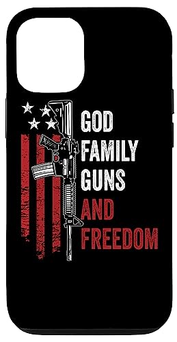 Carcasa para iPhone 14 Pro GOD FAMILY GUNS & FREEDOM - AR15 Pro Gun Bandera de Estados Unidos