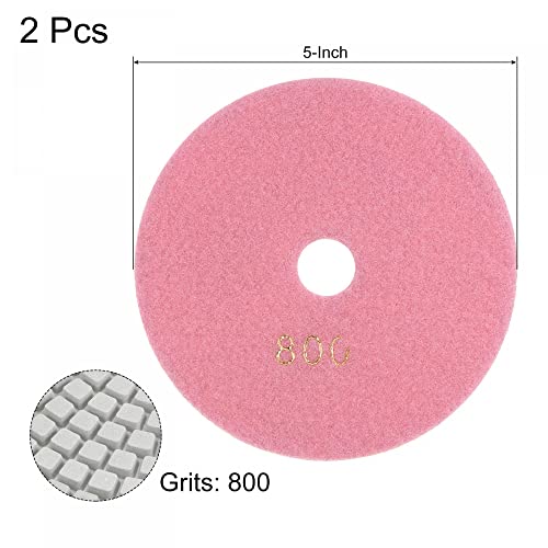 Image of uxcell Diamond Polishing Pad 5-Inch 800 Grits Wet /Dry Grinding for Stone Concrete Marble Countertop Floor 2pcs