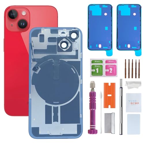 YUZHECHO Back Glass Replacement for iPhone 14(6.1 inches Red) Integrated Glass & Wireless Charging Repair Tools are Included