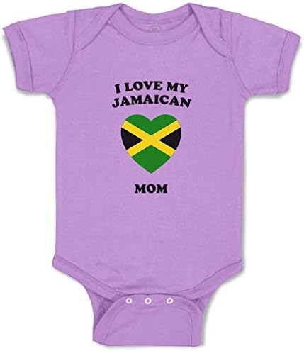 Custom Boy & Girl Baby Bodysuit I Love My Jamaican Mom Funny Cotton Baby Clothes