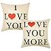 Anickal Set of 2 I Love You Love You More Quote Decorative Pillow Covers Cotton Linen Cusion Cover 18 x 18 for Home Decoration