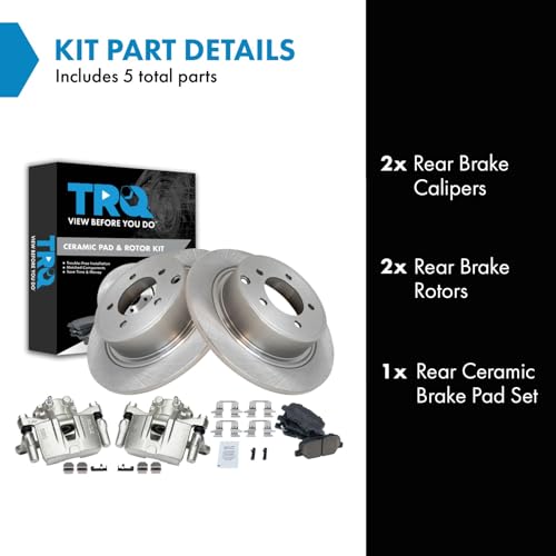 Image of TRQ Rear Brake Pad and Rotor Set Ceramic Rotors Calipers Compatible with 2013 Mitsubishi Outlander