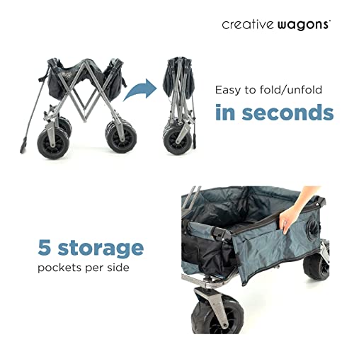 Creative Outdoor Push Pull Stroller Wagon, Beach Hauler XXL Deluxe con toldo, carrito plegable y portátil de alta resistencia, soporta hasta 150 libras, ruedas gigantes de 10 pulgadas miniatura 5