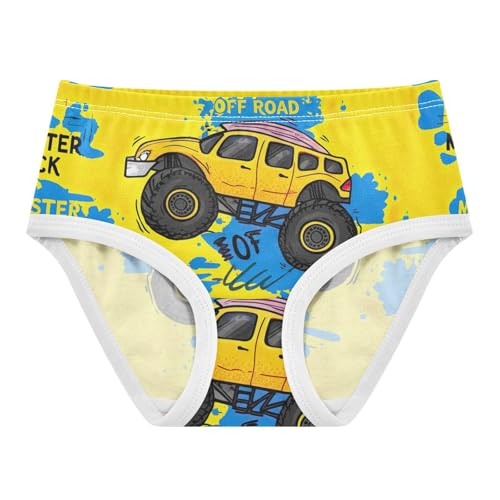 Fun Print Toddler Girls Underwear 2t Cotton Little Girl Panties Cool Yellow Monster Trucks Kids Undies Briefs